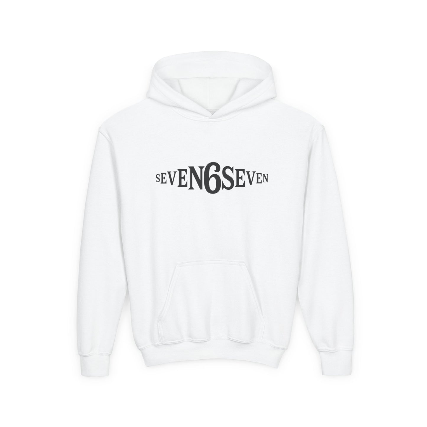 Youth Heavy Blend Hooded Sweatshirt with Black Logo