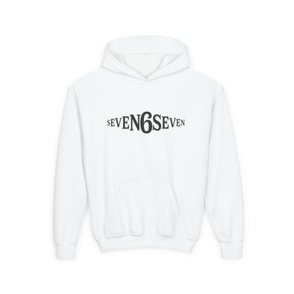 Youth Heavy Blend Hooded Sweatshirt with Black Logo