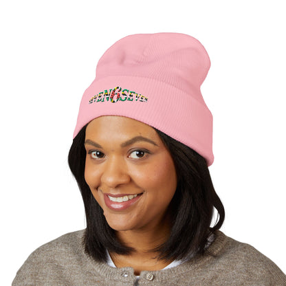 Embroidered Floral 'K' Classic Cuffed Beanie