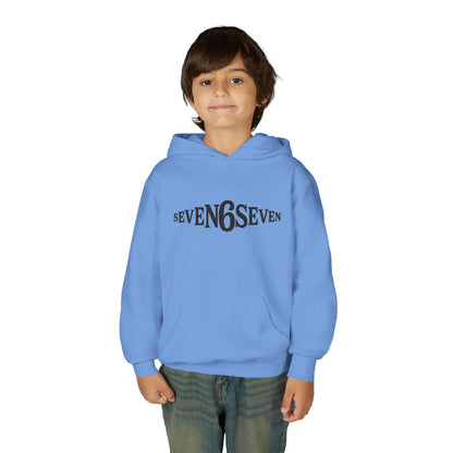 Youth Heavy Blend Hooded Sweatshirt with Black Logo