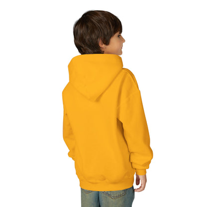 Youth Heavy Blend Hooded Sweatshirt with Black Logo