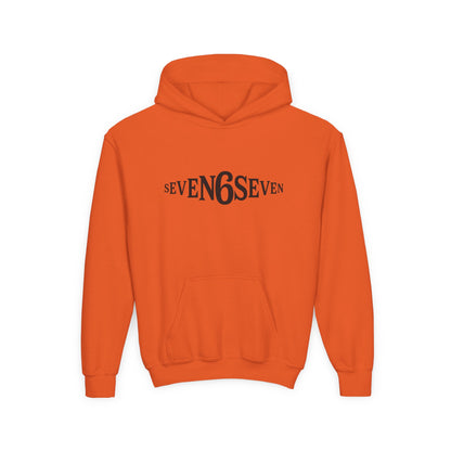 Youth Heavy Blend Hooded Sweatshirt with Black Logo