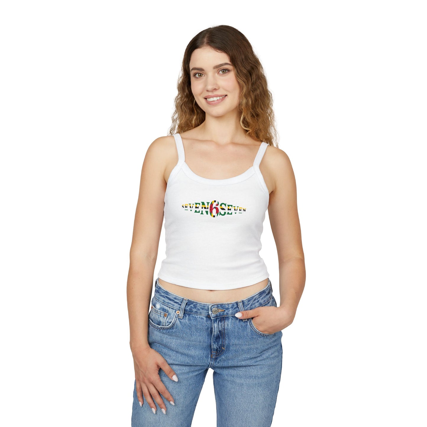 Women's Spaghetti Strap Tank Top with Flag Logo