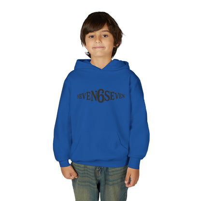 Youth Heavy Blend Hooded Sweatshirt with Black Logo