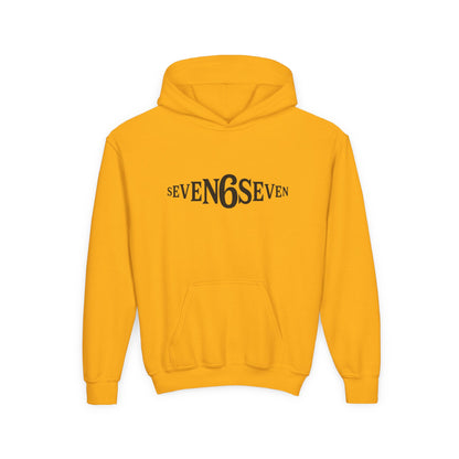Youth Heavy Blend Hooded Sweatshirt with Black Logo