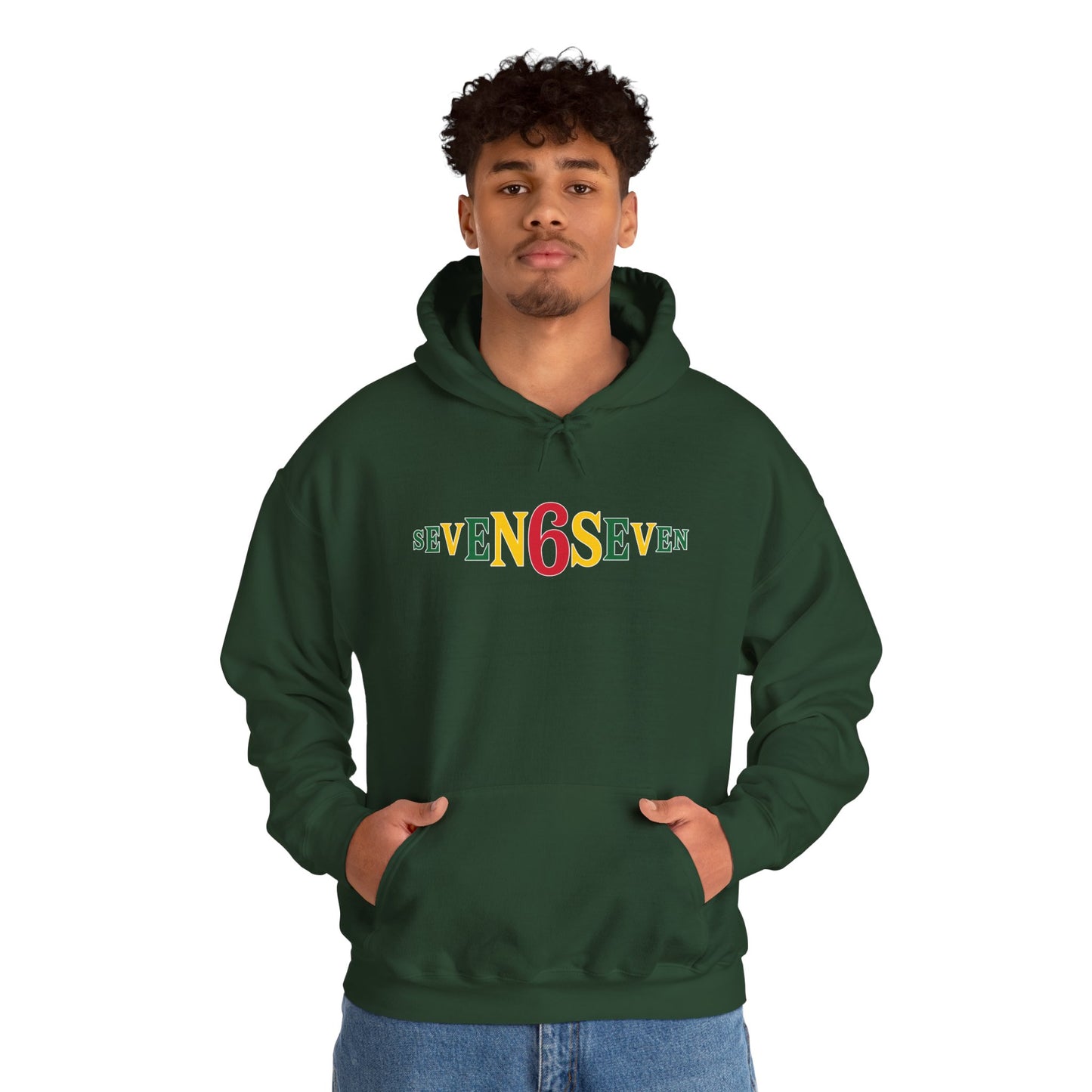 Unisex Heavy Blend™ Hooded Sweatshirt- Ice/Green/Gold Logo