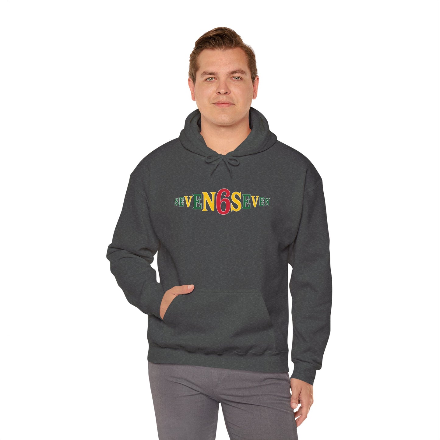 Unisex Heavy Blend™ Hooded Sweatshirt- Ice/Green/Gold Logo