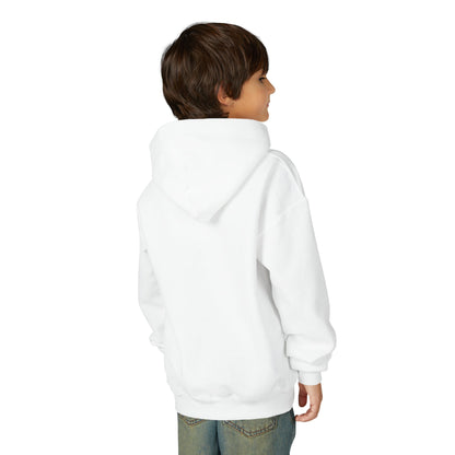 Youth Heavy Blend Hooded Sweatshirt with Black Logo