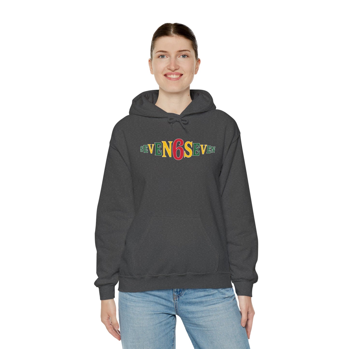 Unisex Heavy Blend™ Hooded Sweatshirt- Ice/Green/Gold Logo
