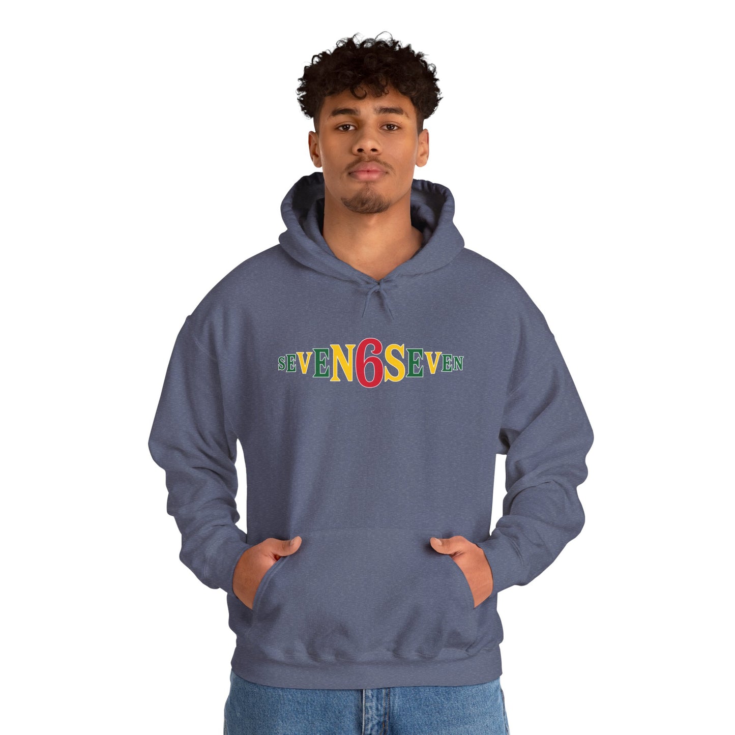 Unisex Heavy Blend™ Hooded Sweatshirt- Ice/Green/Gold Logo
