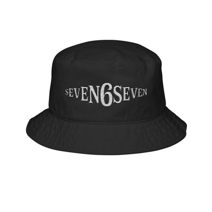 Embroidered Streetwear Bucket Hat - White Logo