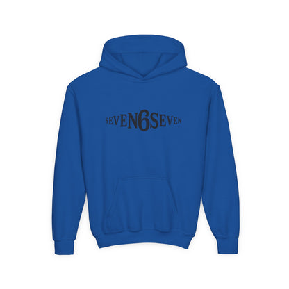 Youth Heavy Blend Hooded Sweatshirt with Black Logo