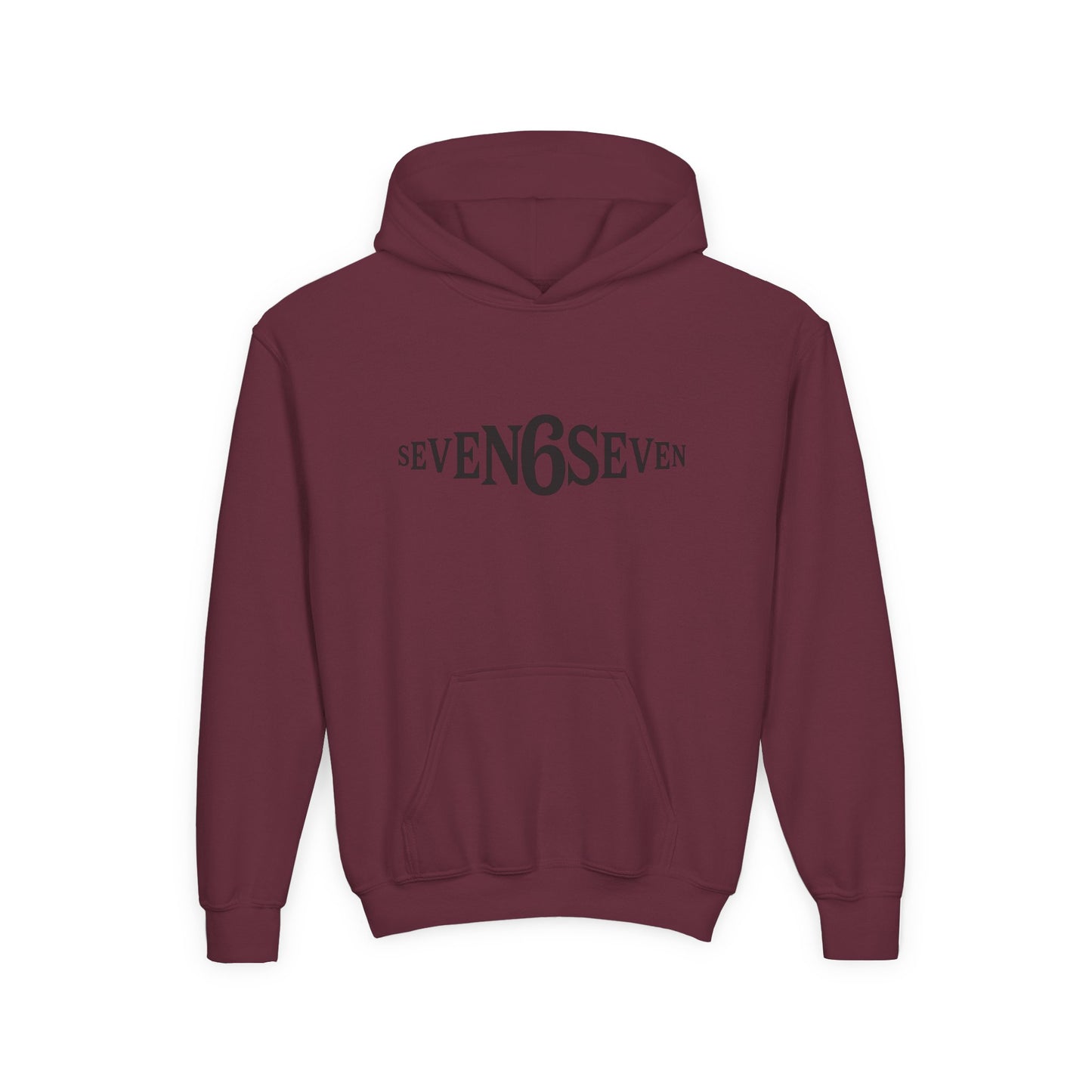 Youth Heavy Blend Hooded Sweatshirt with Black Logo