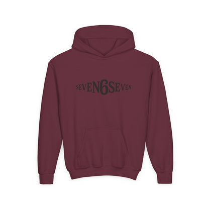 Youth Heavy Blend Hooded Sweatshirt with Black Logo
