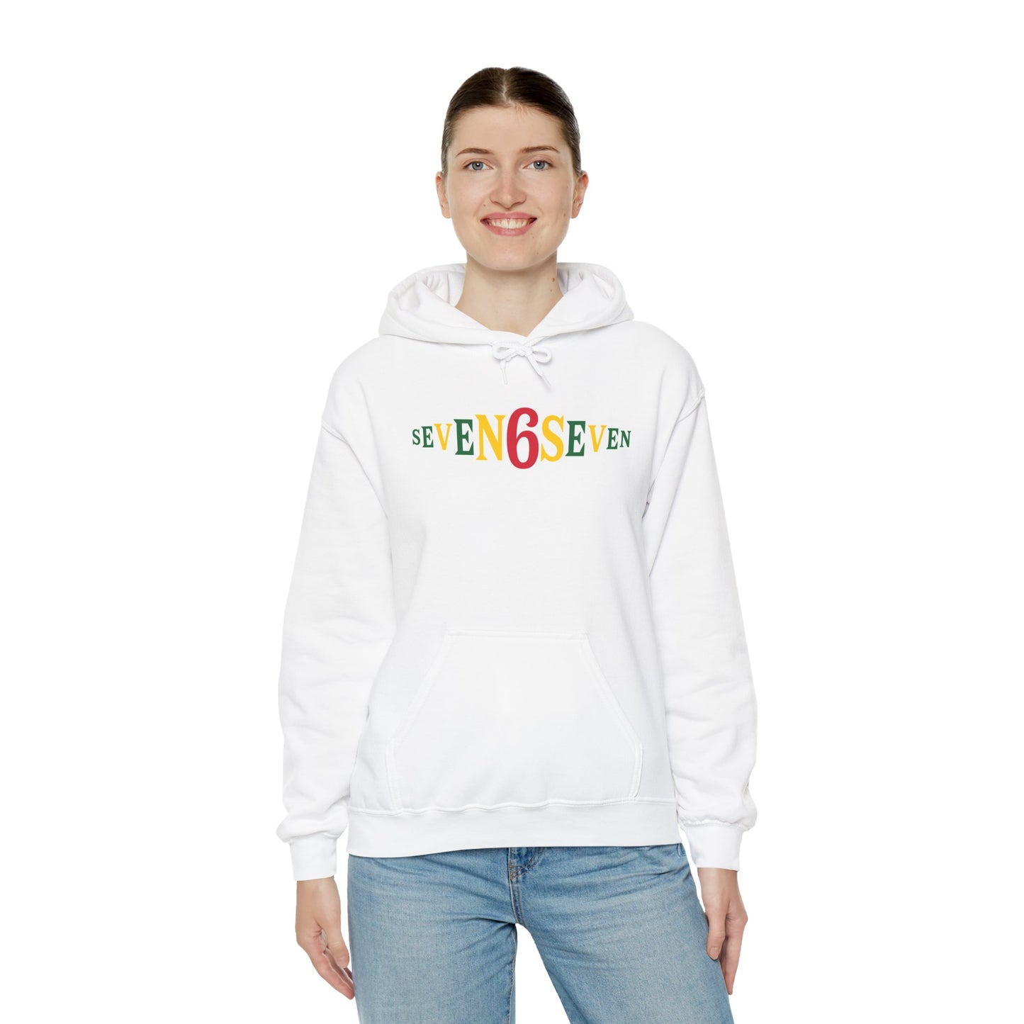 Unisex Heavy Blend™ Hooded Sweatshirt- Ice/Green/Gold Logo