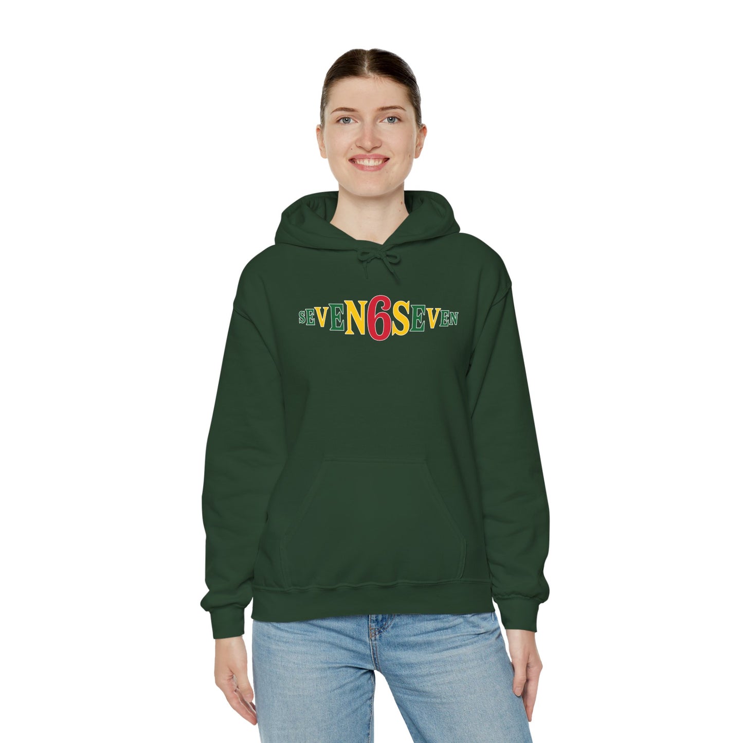 Unisex Heavy Blend™ Hooded Sweatshirt- Ice/Green/Gold Logo