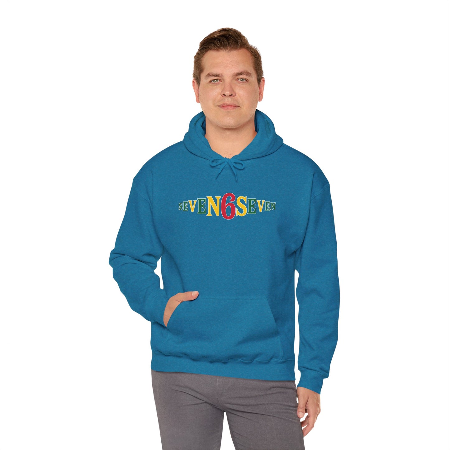 Unisex Heavy Blend™ Hooded Sweatshirt- Ice/Green/Gold Logo