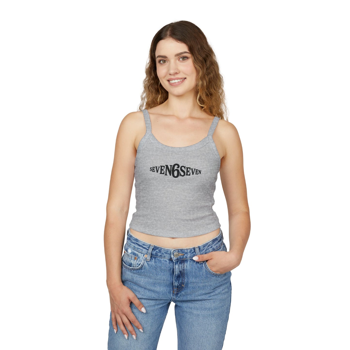 Women's Spaghetti Strap Tank Top with Black Logo