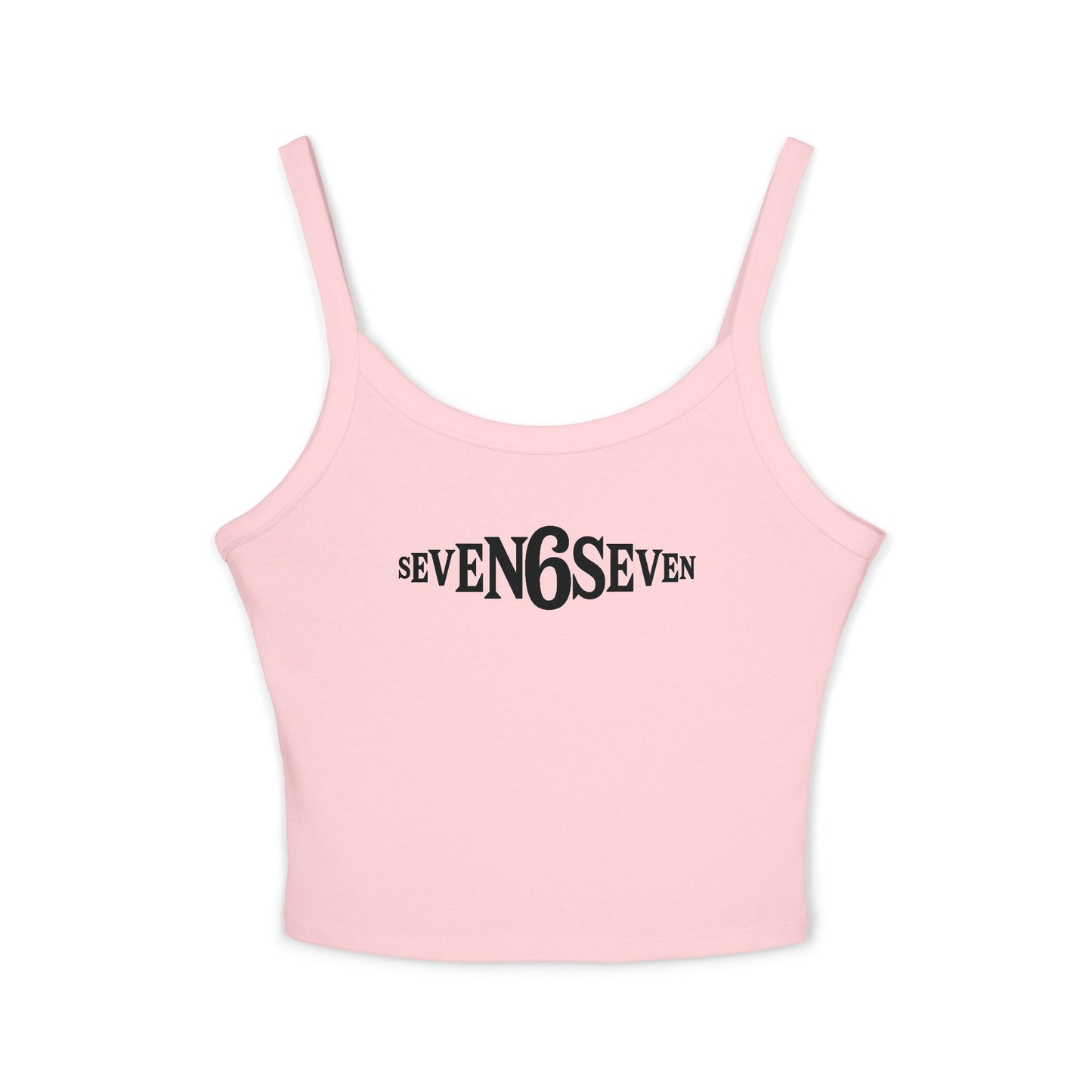 Women's Spaghetti Strap Tank Top with Black Logo