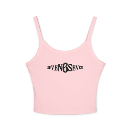 Women's Spaghetti Strap Tank Top with Black Logo