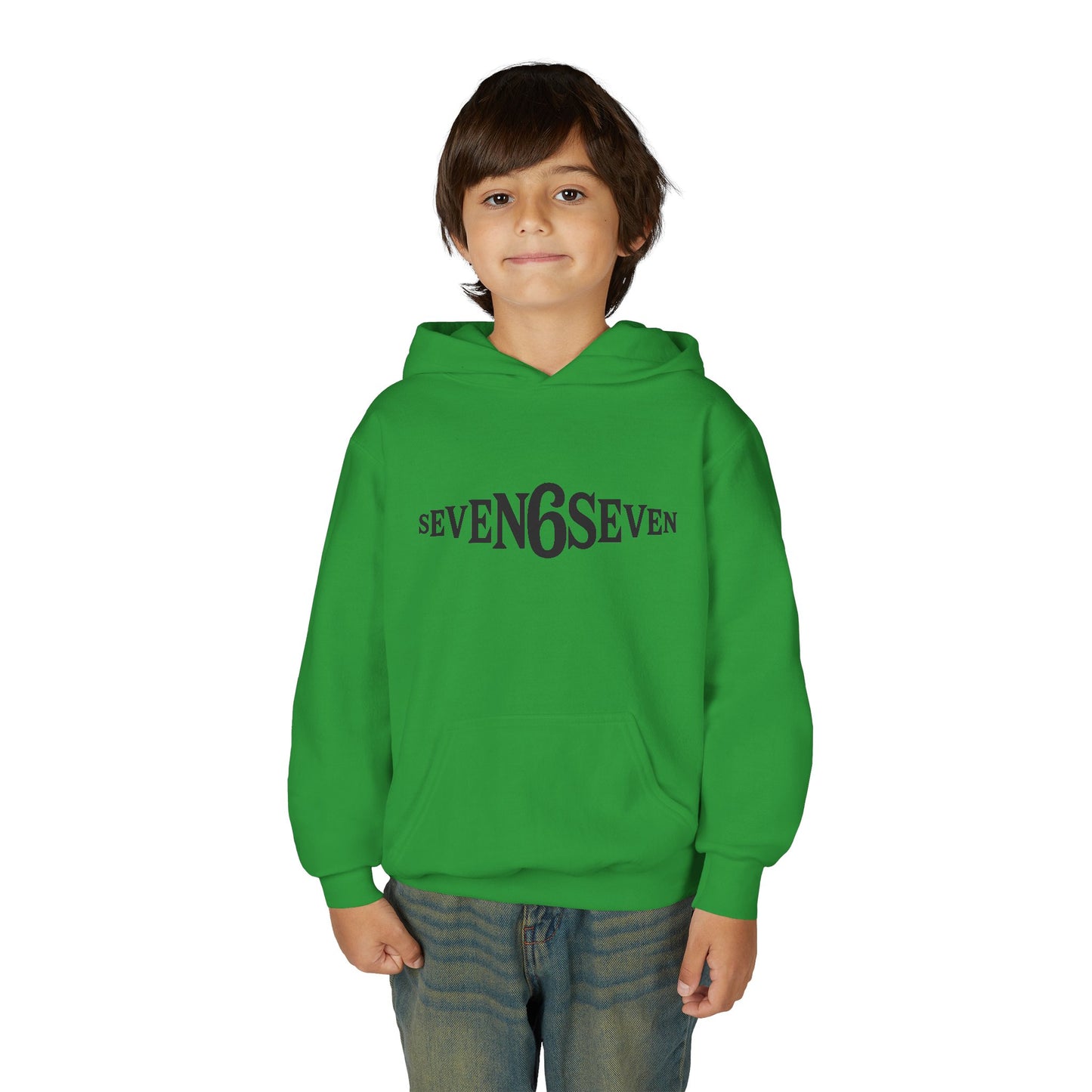 Youth Heavy Blend Hooded Sweatshirt with Black Logo