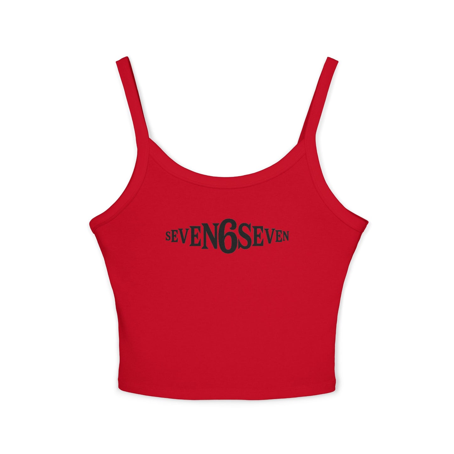 Women's Spaghetti Strap Tank Top with Black Logo