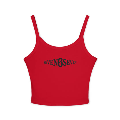 Women's Spaghetti Strap Tank Top with Black Logo