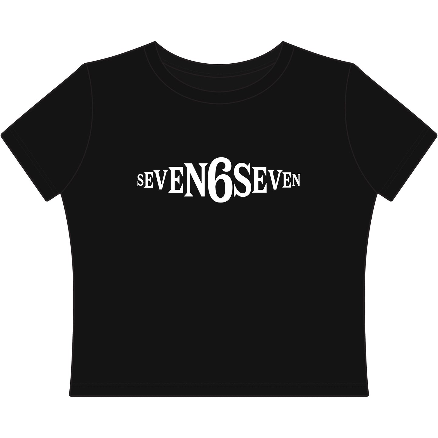 Cropped Baby Tee with White Logo