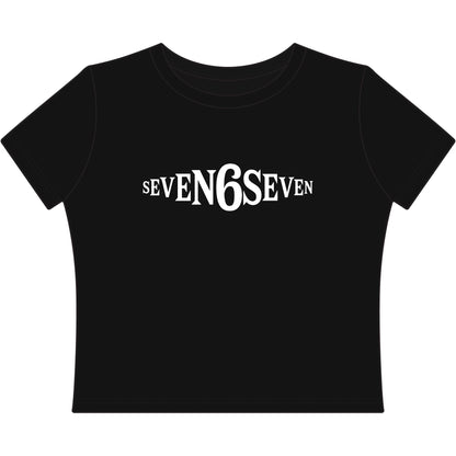 Cropped Baby Tee with White Logo