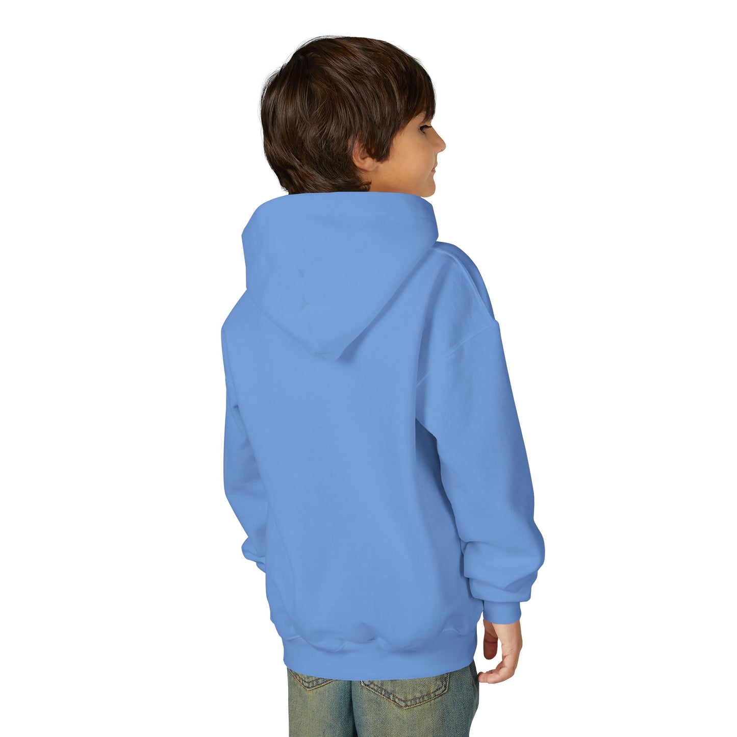 Youth Heavy Blend Hooded Sweatshirt with Black Logo