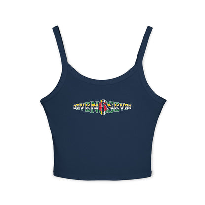 Women's Spaghetti Strap Tank Top with Flag Logo