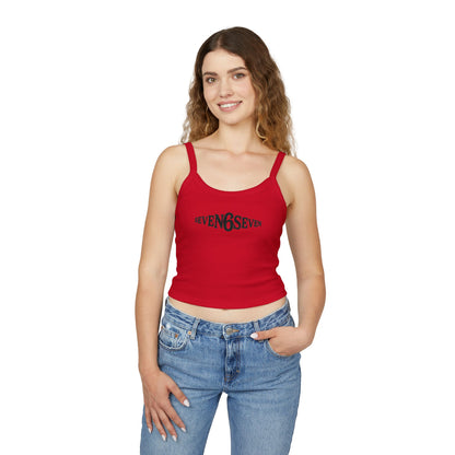 Women's Spaghetti Strap Tank Top with Black Logo