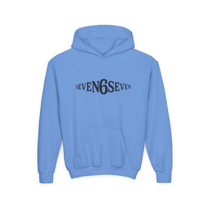 Youth Heavy Blend Hooded Sweatshirt with Black Logo