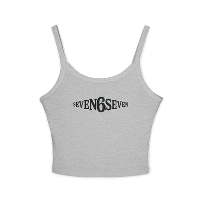 Women's Spaghetti Strap Tank Top with Black Logo