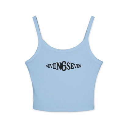 Women's Spaghetti Strap Tank Top with Black Logo