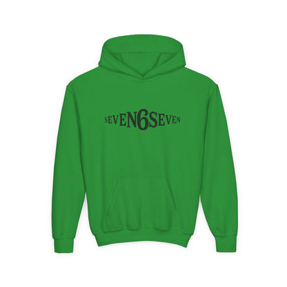 Youth Heavy Blend Hooded Sweatshirt with Black Logo