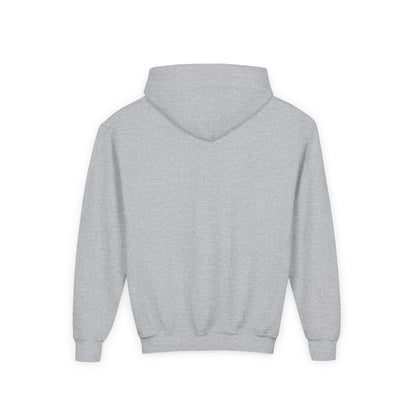 Youth Heavy Blend Hooded Sweatshirt with Black Logo