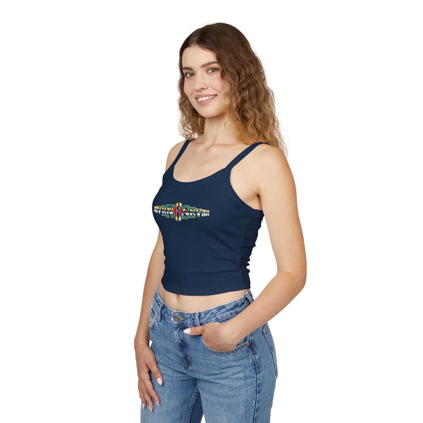 Women's Spaghetti Strap Tank Top with Flag Logo