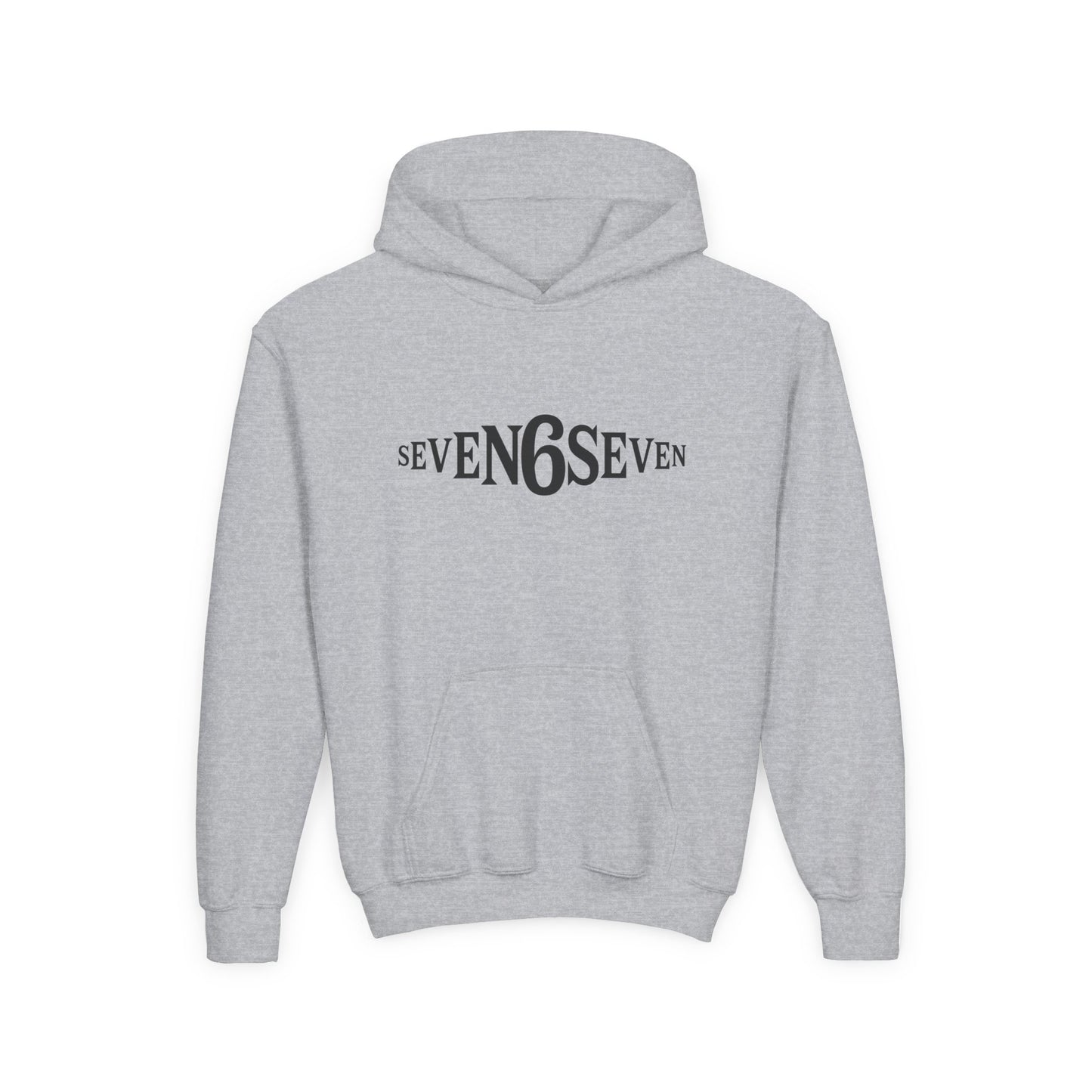 Youth Heavy Blend Hooded Sweatshirt with Black Logo