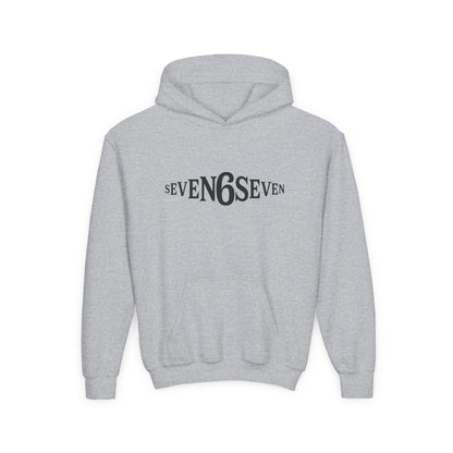 Youth Heavy Blend Hooded Sweatshirt with Black Logo