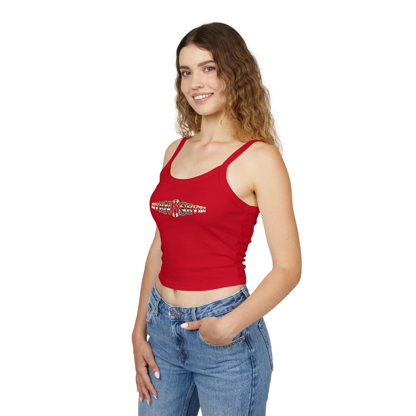 Women's Spaghetti Strap Tank Top with Flag Logo