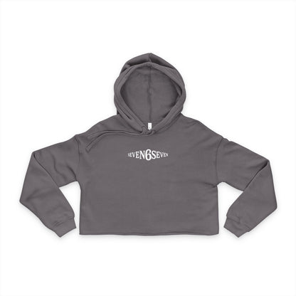 Black Cropped Hoodie with White Logo